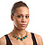 Ethnic Green Resin Oval Stone In Burn Gold Metal Choker Necklace - 34cm Length/ 6cm Extender - view 3