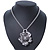 Vintage Hammered 'Flower' Pendant Necklace In Burn Silver Finish - 40cm Length/ 7cm Extender - view 1