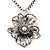 Vintage Hammered 'Flower' Pendant Necklace In Burn Silver Finish - 40cm Length/ 7cm Extender - view 2
