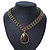 Vintage 'Cracked Effect' Teardrop Pendant Necklace With T-Bar Closure In Burn Gold Metal - 42cm Length - view 8