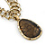 Vintage 'Cracked Effect' Teardrop Pendant Necklace With T-Bar Closure In Burn Gold Metal - 42cm Length - view 9