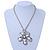 Large Chunky 'Flower' Pendant Metal Bead Chain Necklace With T-Bar Closure - 46cm Length - view 6