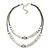 Two Row Bead & Tunnel On Mesh Chain Necklace In Burn Silver Metal - 44cm Length/ 6cm Extension - view 1