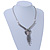 Vintage Burn Silver Diamante 'Knot' Necklace - 42cm Length/ 6cm Extender - view 2