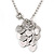 Multi Heart Pendant With Long Chunky Beaded Chain In Silver Tone - 72cm L - view 1