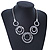 Rhodium Plated Hammered 'Circles' Ethnic Necklace - 38cm Length/ 7cm Extender