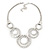 Rhodium Plated Hammered 'Circles' Ethnic Necklace - 38cm Length/ 7cm Extender - view 7