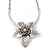 Large Textured 'Flower' Pendant Ethnic Necklace In Burn Silver Metal - 38cm Length/ 6cm Extender - view 2