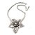 Large Textured 'Flower' Pendant Ethnic Necklace In Burn Silver Metal - 38cm Length/ 6cm Extender - view 4