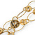 Long 2 Strand Oval Link, Textured Coin Necklace In Gold Tone Metal - 80cm L/ 6cm Ext - view 5