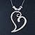 Hammered Silver Plated 'Be Mine' Long Open Heart Pendant on Bead Chain - 72cm (7cm extension) - view 2