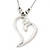 Hammered Silver Plated 'Be Mine' Long Open Heart Pendant on Bead Chain - 72cm (7cm extension) - view 8