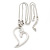 Hammered Silver Plated 'Be Mine' Long Open Heart Pendant on Bead Chain - 72cm (7cm extension) - view 3