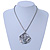 Rhodium Plated Open Rose Pendant Necklace - 42cm Length/ 6cm Extender - view 5