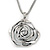 Rhodium Plated Open Rose Pendant Necklace - 42cm Length/ 6cm Extender - view 4
