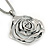 Rhodium Plated Open Rose Pendant Necklace - 42cm Length/ 6cm Extender - view 10