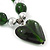 Dark Green Glass 'Heart' Pendant Necklace On Black Leather Style Cord - 50cm Length - view 4