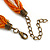 Vintage Bead Orange Square Glass Pendant Necklace In Antique Gold Metal - 38cm Length/ 5cm Extender - view 4