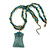 Vintage Bead Malachite Green Square Glass Pendant Necklace In Antique Gold Metal - 38cm Length/ 5cm Extender - view 2