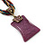 Vintage Bead Purple Square Glass Pendant Necklace In Antique Gold Metal - 38cm Length/ 5cm Extender - view 5