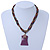 Vintage Bead Purple Square Glass Pendant Necklace In Antique Gold Metal - 38cm Length/ 5cm Extender - view 3