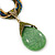 Vintage Bead Light Green Teardrop Glass Pendant Necklace In Antique Gold Metal - 38cm Length/ 5cm Extender - view 5