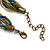 Vintage Bead Light Green Teardrop Glass Pendant Necklace In Antique Gold Metal - 38cm Length/ 5cm Extender - view 6