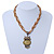 Vintage Bead 'Gold Owl' Pendant Necklace In Antique Gold Metal - 38cm Length/ 5cm Extender - view 2