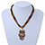 Vintage Bead 'Brown Owl' Pendant Necklace In Antique Gold Metal - 38cm Length/ 5cm Extender - view 2