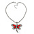 Vintage Hammered Butterfly Pendant On Mesh Chain (Red/ Burn Silver) - 44cm Length/ 6cm Extension - view 6