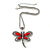 Vintage Hammered Butterfly Pendant On Mesh Chain (Red/ Burn Silver) - 44cm Length/ 6cm Extension - view 3