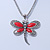 Vintage Hammered Butterfly Pendant On Mesh Chain (Red/ Burn Silver) - 44cm Length/ 6cm Extension - view 7