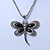 Vintage Hammered Butterfly Pendant On Thick Mesh Chain (Black/ Burn Silver) - 44cm Length/ 6cm Extension - view 6