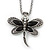 Vintage Hammered Butterfly Pendant On Thick Mesh Chain (Black/ Burn Silver) - 44cm Length/ 6cm Extension
