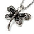 Vintage Hammered Butterfly Pendant On Thick Mesh Chain (Black/ Burn Silver) - 44cm Length/ 6cm Extension - view 2