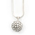 Clear Crystal Ball Pendant On Silver Tone Snake Style Chain - 40cm Length/ 4cm Extention - view 2