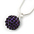 Deep Purple Crystal Ball Pendant On Silver Tone Snake Style Chain - 40cm Length/ 4cm Extention - view 3