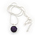 Deep Purple Crystal Ball Pendant On Silver Tone Snake Style Chain - 40cm Length/ 4cm Extention - view 2