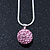 Baby Pink Crystal Ball Pendant On Silver Tone Snake Style Chain - 40cm Length/ 4cm Extention - view 3