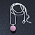 Baby Pink Crystal Ball Pendant On Silver Tone Snake Style Chain - 40cm Length/ 4cm Extention - view 5