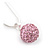 Baby Pink Crystal Ball Pendant On Silver Tone Snake Style Chain - 40cm Length/ 4cm Extention - view 2