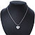 Clear Crystal 3D Heart Pendant On Silver Tone Snake Style Chain - 40cm Length/ 4cm Extention - view 6