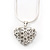 Clear Crystal 3D Heart Pendant On Silver Tone Snake Style Chain - 40cm Length/ 4cm Extention - view 8