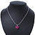Magenta Crystal 3D Heart Pendant On Silver Tone Snake Style Chain - 40cm Length/ 4cm Extention - view 5