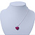 Magenta Crystal 3D Heart Pendant On Silver Tone Snake Style Chain - 40cm Length/ 4cm Extention - view 7