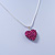 Magenta Crystal 3D Heart Pendant On Silver Tone Snake Style Chain - 40cm Length/ 4cm Extention - view 6