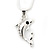 Small Diamante 'Dolphin' Pendant With Silver Tone Snake Style Chain - 42cm Length/ 3cm Extension - view 2