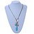 Long Mesh Chain with Turquoise Bead, Metal Ring Tassel Pendant In Silver Tone - 70cm L/ 12cm Tassel - view 2