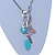 Long Mesh Chain with Turquoise Bead, Metal Ring Tassel Pendant In Silver Tone - 70cm L/ 12cm Tassel - view 5