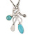 Long Mesh Chain with Turquoise Bead, Metal Ring Tassel Pendant In Silver Tone - 70cm L/ 12cm Tassel - view 6
